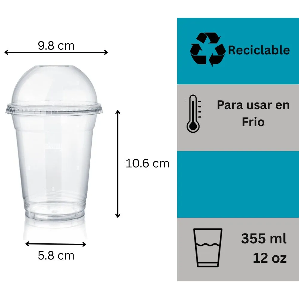 Vasos PET desechables cn tapa domo.webp