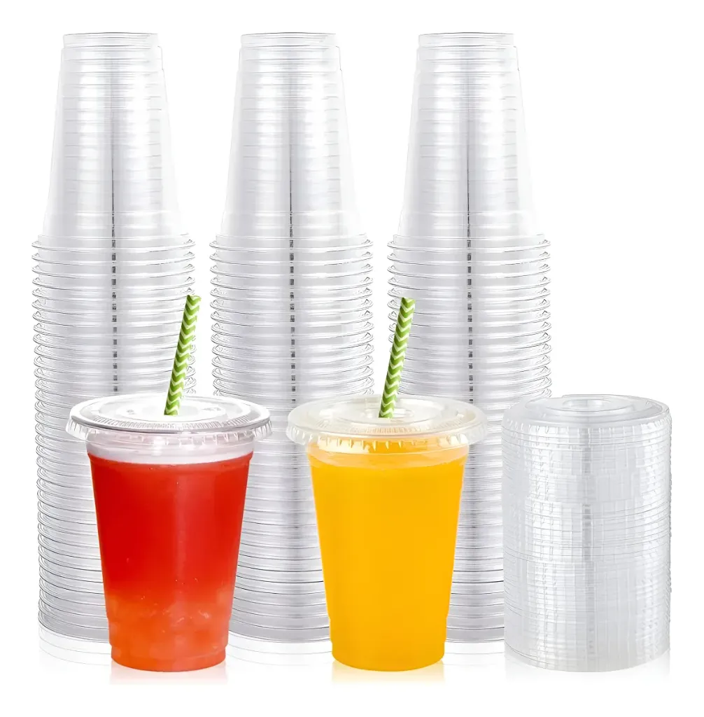 Vasos Desechables De Plastico Con Tapa Popote.webp