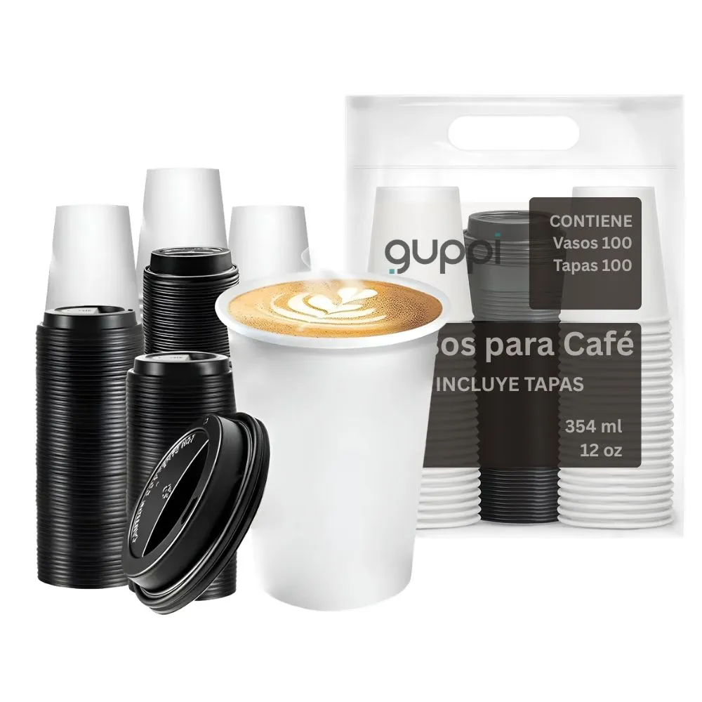 [K100VT12] Kit Vaso Papel BC 12 oz 100 c/ Tapa