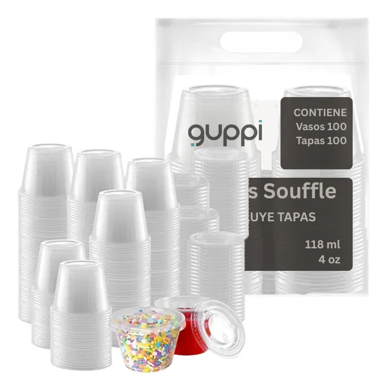 [K100SF4] Vaso Souffle 4 oz 100 pza c/ Tapa