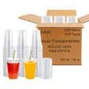 Vaso PET 16 oz 500 pza c/ Tapa Plana