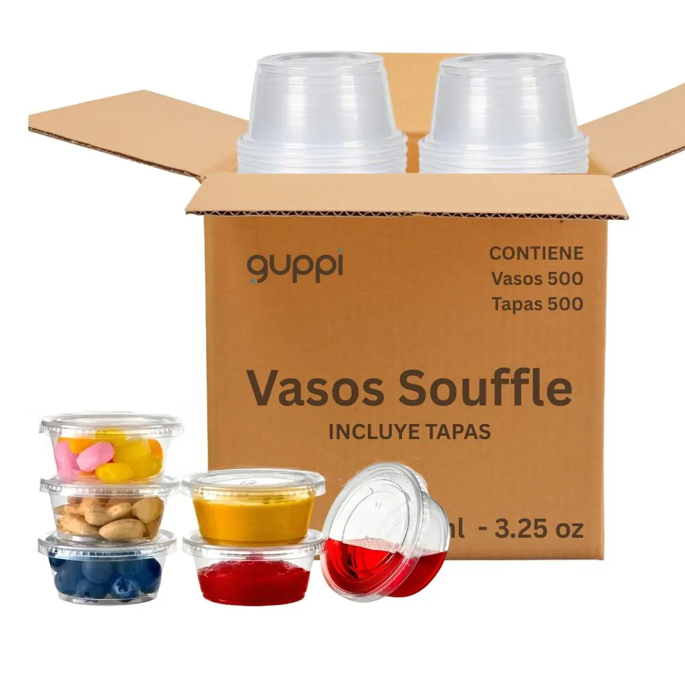Vaso Souffle 3.25 oz 500 pza c/ Tapa