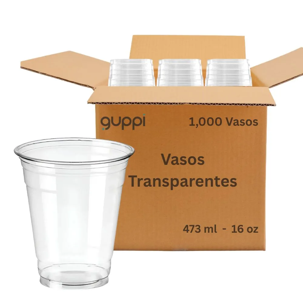 Caja Vaso Cristalino PET 16 oz 1000 pza