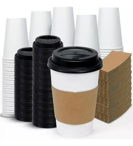 [K050BC12] Kit Vaso Papel BC 12oz 50 c/ Tapa y Fajilla